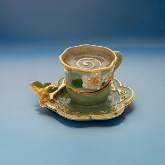 New Ornate Tea Cup Jewelry Box - Picture 1 of 8